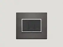 Vimar Eikon Evo hárommodulos villanykapcsoló Total Black kerettel és antracit billentyűkkel