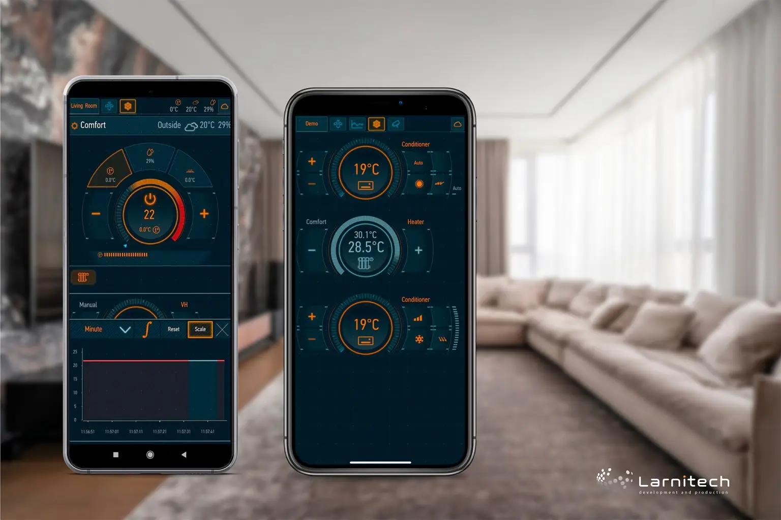 Larnitech klíma- és fűtésvezérlés mobilalkalmazással