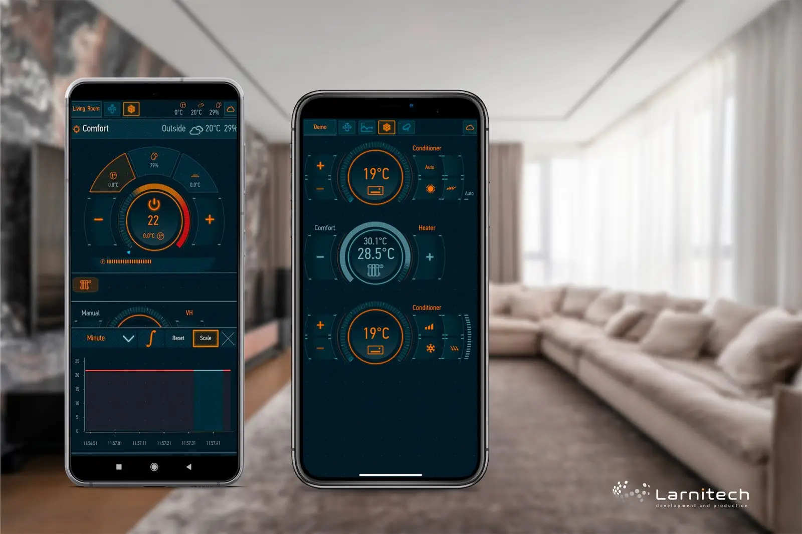 Larnitech klíma- és fűtésvezérlés mobilalkalmazással